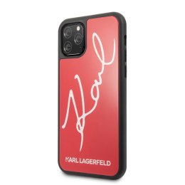 Karl Lagerfeld Double Layers Tempered Glass Glitter Signature Case - Etui iPhone 11 Pro (czerwony) Karl Lagerfeld