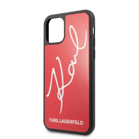 Karl Lagerfeld Double Layers Tempered Glass Glitter Signature Case - Etui iPhone 11 Pro (czerwony) Karl Lagerfeld Karl Lagerfeld Double Layers Tempered Glass Glitter Signature Case - Etui iPhone 11 Pro (czerwony) Karl Lagerfeld
