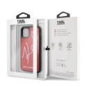 Karl Lagerfeld Double Layers Tempered Glass Glitter Signature Case - Etui iPhone 11 Pro (czerwony) Karl Lagerfeld