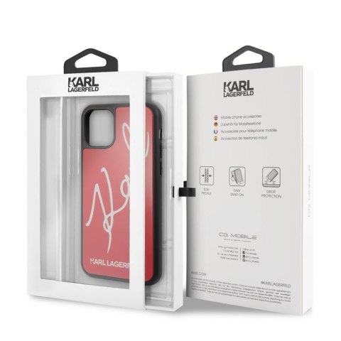 Karl Lagerfeld Double Layers Tempered Glass Glitter Signature Case - Etui iPhone 11 Pro (czerwony) Karl Lagerfeld Karl Lagerfeld Double Layers Tempered Glass Glitter Signature Case - Etui iPhone 11 Pro (czerwony) Karl Lagerfeld