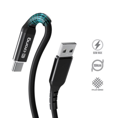 Crong Armor Link - Kabel 60W PD 3A USB-A do USB-C 150cm (czarny) Crong Crong Armor Link - Kabel 60W PD 3A USB-A do USB-C 150cm (czarny) Crong
