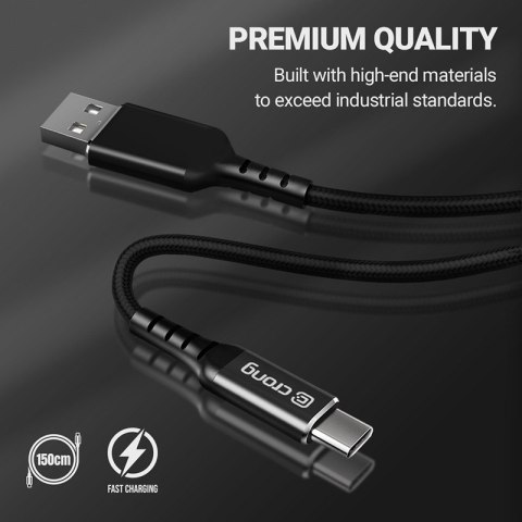 Crong Armor Link - Kabel 60W PD 3A USB-A do USB-C 150cm (czarny) Crong Crong Armor Link - Kabel 60W PD 3A USB-A do USB-C 150cm (czarny) Crong