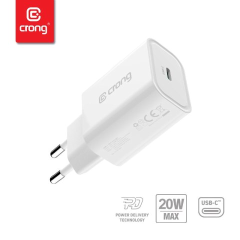 Crong USB-C Travel Charger - Ładowarka sieciowa USB-C Power Delivery 20W (biały) Crong Crong USB-C Travel Charger - Ładowarka sieciowa USB-C Power Delivery 20W (biały) Crong
