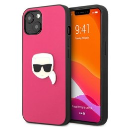 Karl Lagerfeld PU Leather Karl's Head Metal - Etui iPhone 13 mini (różowy) Karl Lagerfeld