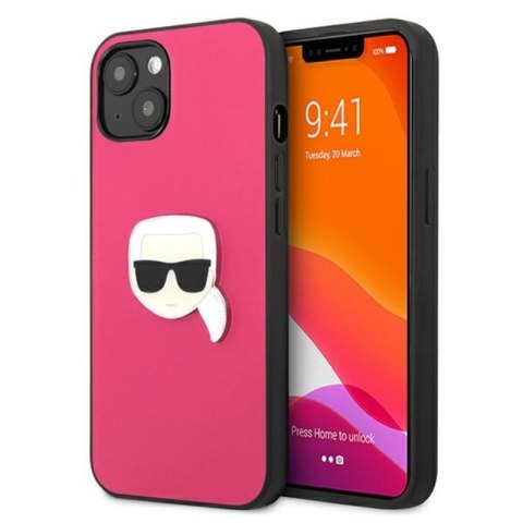 Karl Lagerfeld PU Leather Karl's Head Metal - Etui iPhone 13 mini (różowy) Karl Lagerfeld Karl Lagerfeld PU Leather Karl's Head Metal - Etui iPhone 13 mini (różowy) Karl Lagerfeld
