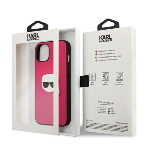 Karl Lagerfeld PU Leather Karl's Head Metal - Etui iPhone 13 mini (różowy) Karl Lagerfeld Karl Lagerfeld PU Leather Karl's Head Metal - Etui iPhone 13 mini (różowy) Karl Lagerfeld