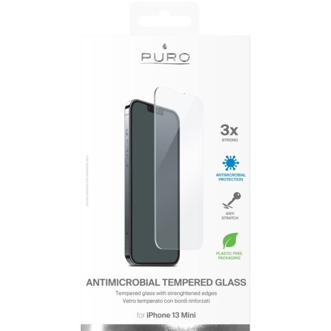 PURO Anti-Bacterial Szkło ochronne hartowane z ochroną antybakteryjną na ekran iPhone 13 Mini Puro PURO Anti-Bacterial Szkło ochronne hartowane z ochroną antybakteryjną na ekran iPhone 13 Mini Puro
