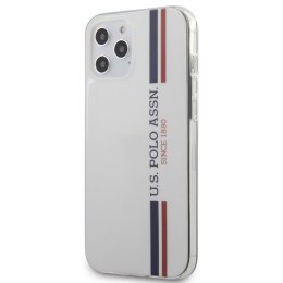 US Polo Assn Shiny Tricolor Stripes - Etui iPhone 12 Pro Max (biały) US Polo