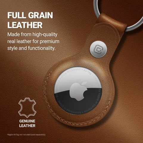 Crong Leather Case with Key Ring - Skórzane etui ochronne brelok do Apple AirTag (brązowy) Crong Crong Leather Case with Key Ring - Skórzane etui ochronne brelok do Apple AirTag (brązowy) Crong