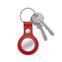 Crong Leather Case with Key Ring - Skórzane etui ochronne brelok do Apple AirTag (czerwony) Crong