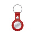 Crong Leather Case with Key Ring - Skórzane etui ochronne brelok do Apple AirTag (czerwony) Crong