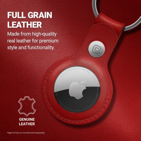 Crong Leather Case with Key Ring - Skórzane etui ochronne brelok do Apple AirTag (czerwony) Crong Crong Leather Case with Key Ring - Skórzane etui ochronne brelok do Apple AirTag (czerwony) Crong