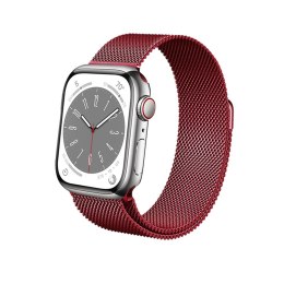 Crong Milano Steel - Pasek ze stali nierdzewnej do Apple Watch 38/40/41/42 mm (czerwony) Crong