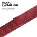 Crong Milano Steel - Pasek ze stali nierdzewnej do Apple Watch 38/40/41/42 mm (czerwony) Crong