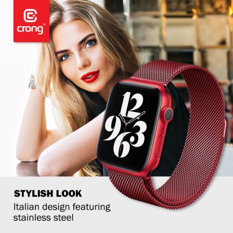 Crong Milano Steel - Pasek ze stali nierdzewnej do Apple Watch 38/40/41/42 mm (czerwony) Crong Crong Milano Steel - Pasek ze stali nierdzewnej do Apple Watch 38/40/41/42 mm (czerwony) Crong