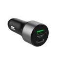 Crong Power Car Charger 63W - Ładowarka samochodowa USB-C PD 45W + USB QC 3.0 18W (czarny) Crong
