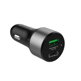 Crong Power Car Charger 63W - Ładowarka samochodowa USB-C PD 45W + USB QC 3.0 18W (czarny) Crong