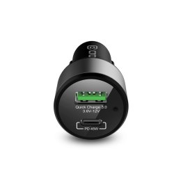 Crong Power Car Charger 63W - Ładowarka samochodowa USB-C PD 45W + USB QC 3.0 18W (czarny) Crong