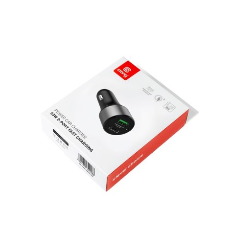 Crong Power Car Charger 63W - Ładowarka samochodowa USB-C PD 45W + USB QC 3.0 18W (czarny) Crong Crong Power Car Charger 63W - Ładowarka samochodowa USB-C PD 45W + USB QC 3.0 18W (czarny) Crong