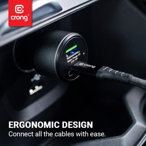 Crong Power Car Charger 63W - Ładowarka samochodowa USB-C PD 45W + USB QC 3.0 18W (czarny) Crong Crong Power Car Charger 63W - Ładowarka samochodowa USB-C PD 45W + USB QC 3.0 18W (czarny) Crong