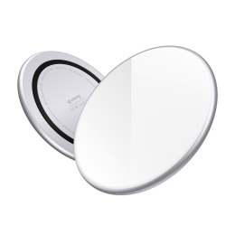 Crong PowerSpot Fast Wireless Charger - Aluminiowa ładowarka bezprzewodowa Qi 15W USB-C z powłoką ze szkła hartowanego (Silver W Crong