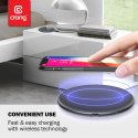 Crong PowerSpot Fast Wireless Charger - Aluminiowa ładowarka bezprzewodowa Qi 15W USB-C z powłoką ze szkła hartowanego (Silver W Crong