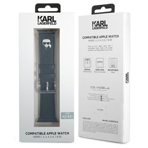 Karl Lagerfeld Saffiano Karl Head - Pasek do Apple Watch 42/44/45 mm (czarny) Karl Lagerfeld Karl Lagerfeld Saffiano Karl Head - Pasek do Apple Watch 42/44/45 mm (czarny) Karl Lagerfeld
