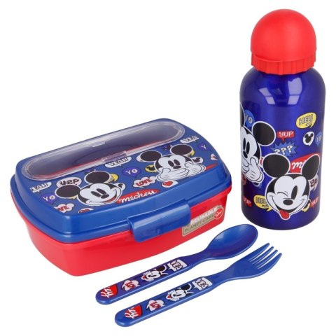 Mickey Mouse - Zestaw lunchbox, bidon 400ml, sztućce Mickey Mouse Mickey Mouse - Zestaw lunchbox, bidon 400ml, sztućce Mickey Mouse