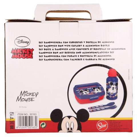 Mickey Mouse - Zestaw lunchbox, bidon 400ml, sztućce Mickey Mouse Mickey Mouse - Zestaw lunchbox, bidon 400ml, sztućce Mickey Mouse