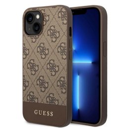 Guess 4G Bottom Stripe Metal Logo Collection - Etui iPhone 14 Plus (brązowy) Guess