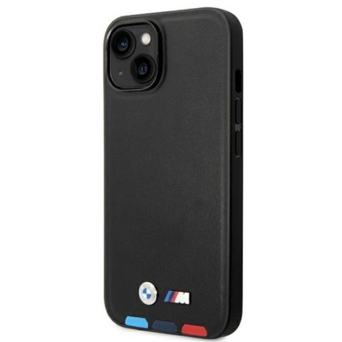 BMW Leather Hot Stamp Tricolor - Etui iPhone 14 Plus (Czarny) BMW BMW Leather Hot Stamp Tricolor - Etui iPhone 14 Plus (Czarny) BMW