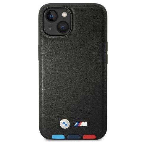 BMW Leather Hot Stamp Tricolor - Etui iPhone 14 Plus (Czarny) BMW BMW Leather Hot Stamp Tricolor - Etui iPhone 14 Plus (Czarny) BMW