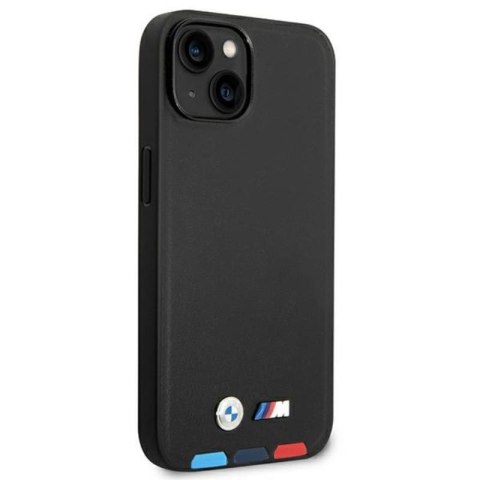 BMW Leather Hot Stamp Tricolor - Etui iPhone 14 Plus (Czarny) BMW BMW Leather Hot Stamp Tricolor - Etui iPhone 14 Plus (Czarny) BMW