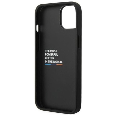 BMW Leather Hot Stamp Tricolor - Etui iPhone 14 Plus (Czarny) BMW BMW Leather Hot Stamp Tricolor - Etui iPhone 14 Plus (Czarny) BMW