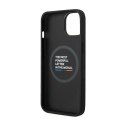 BMW Leather Hot Stamp Tricolor MagSafe - Etui iPhone 14 Plus (Czarny) BMW