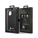 BMW Leather Hot Stamp Tricolor MagSafe - Etui iPhone 14 Plus (Czarny) BMW