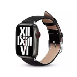 Crong Noble Band - Pasek z naturalnej skóry do Apple Watch 44/45/46/49 mm (Black Noir) Crong