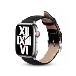 Crong Noble Band - Pasek z naturalnej skóry do Apple Watch 44/45/46/49 mm (Black Noir) Crong