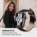 Crong Noble Band - Pasek z naturalnej skóry do Apple Watch 44/45/46/49 mm (Black Noir) Crong
