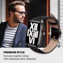 Crong Noble Band - Pasek z naturalnej skóry do Apple Watch 44/45/46/49 mm (Black Noir) Crong