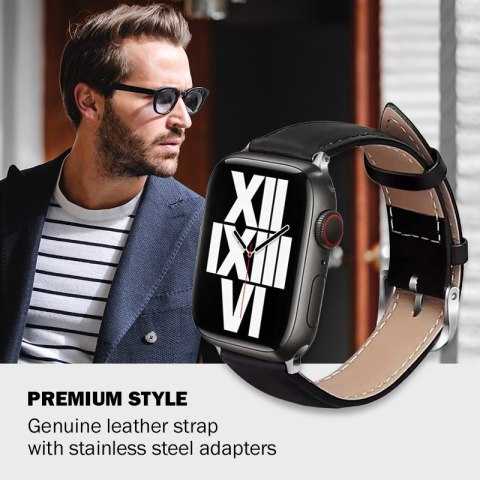Crong Noble Band - Pasek z naturalnej skóry do Apple Watch 44/45/46/49 mm (Black Noir) Crong Crong Noble Band - Pasek z naturalnej skóry do Apple Watch 44/45/46/49 mm (Black Noir) Crong