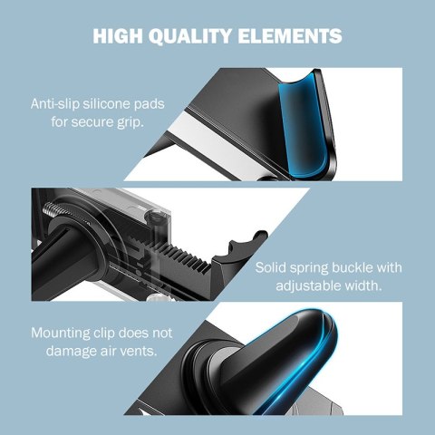 Crong Universal Smart Car Holder - Uniwersalny uchwyt samochodowy do telefonu 4"-6,5" (czarny) Crong Crong Universal Smart Car Holder - Uniwersalny uchwyt samochodowy do telefonu 4"-6,5" (czarny) Crong