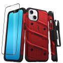 ZIZO BOLT Series - Pancerne etui iPhone 14 ze szkłem 9H na ekran + uchwyt z podstawką (czerwony) Zizo