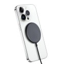Crong MagSpot Wireless Charger - Aluminiowa ładowarka indukcyjna MagSafe 15W (Graphite) Crong