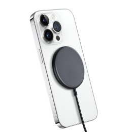 Crong MagSpot Wireless Charger - Aluminiowa ładowarka indukcyjna MagSafe 15W (Graphite) Crong