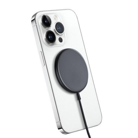 Crong MagSpot Wireless Charger - Aluminiowa ładowarka indukcyjna MagSafe 15W (Graphite) Crong