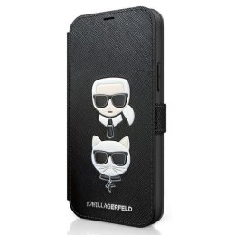 Karl Lagerfeld Booktype Saffiano Karl & Choupette Heads - Etui iPhone 12 mini (czarny) Karl Lagerfeld