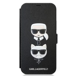 Karl Lagerfeld Booktype Saffiano Karl & Choupette Heads - Etui iPhone 12 mini (czarny) Karl Lagerfeld