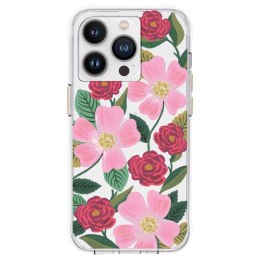 Rifle Paper Clear - Etui iPhone 14 Pro zdobione złotem (Rose Garden) Rifle Paper