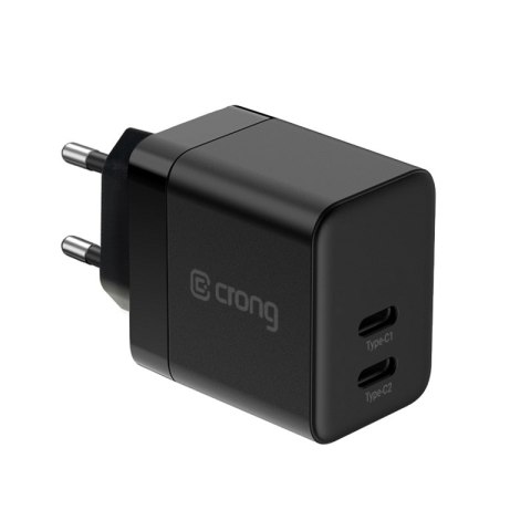 Crong Ultra Compact GaN - Ładowarka sieciowa 2x USB-C 35W PD 3.0 z PPS (czarny) Crong Crong Ultra Compact GaN - Ładowarka sieciowa 2x USB-C 35W PD 3.0 z PPS (czarny) Crong